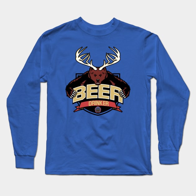 Bear Deer Beer Long Sleeve T-Shirt by Olievera